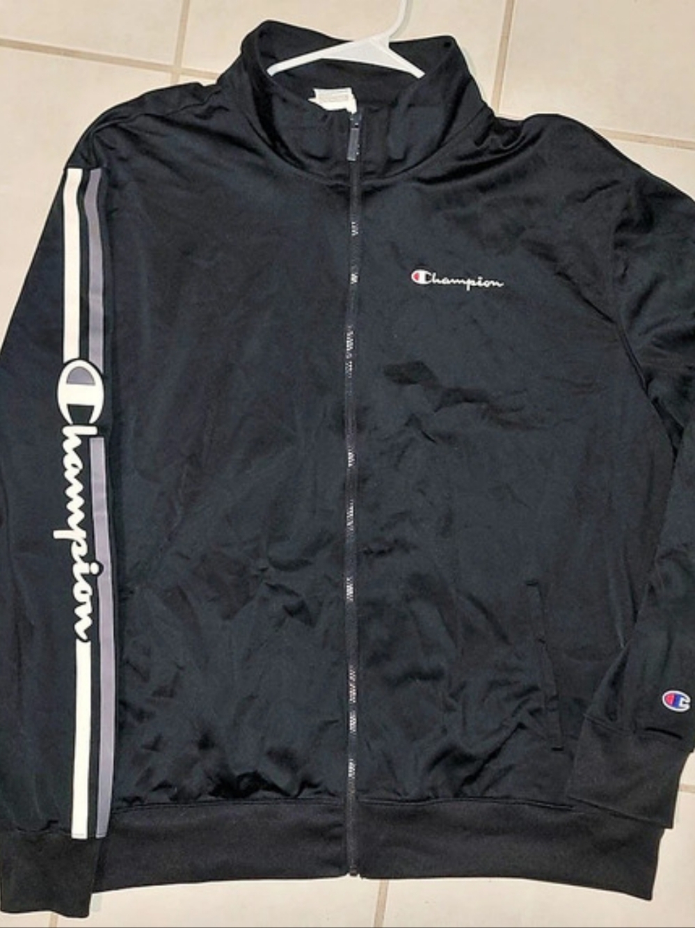 Champion Tricot Track Jacket with Logo Taping Men's Black 2XL